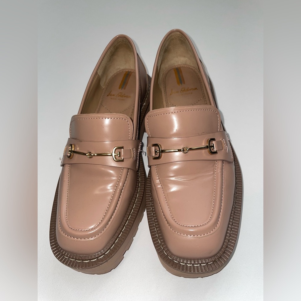 Sam Edelman Blush Nude Chain Lug Sole Loafers Chunky Preppy Y2K Horsebit 6.5
